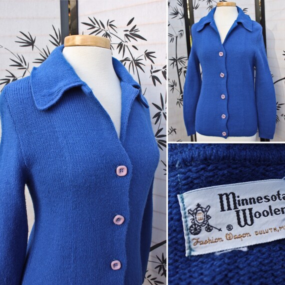 Bright Blue Minnesota Woolen Cardigan Sweater, Cir
