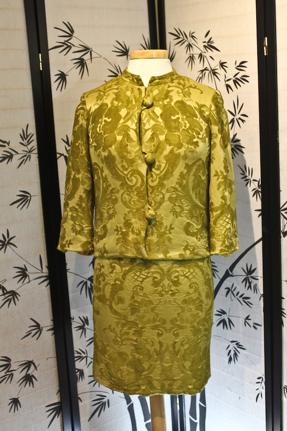 Green Brocade Silk Ladies Suit, c1960s, Jeunesse D