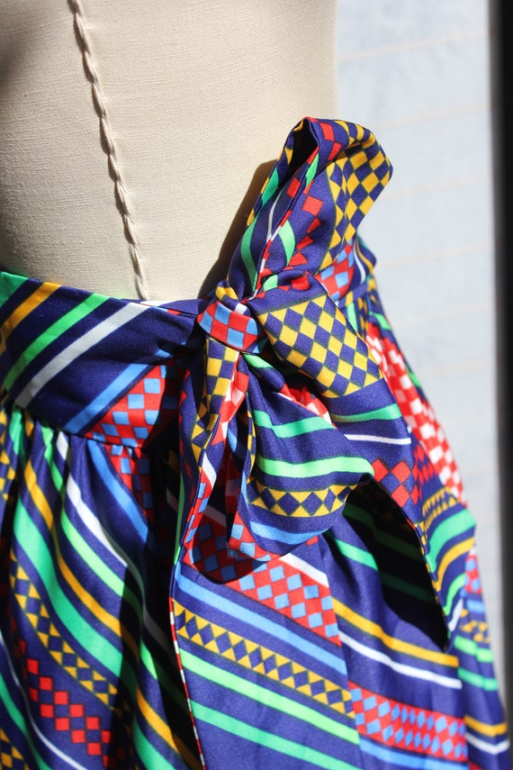 1970s Polyester Wrap Maxi Skirt: Multi-Pattern Co… - image 6