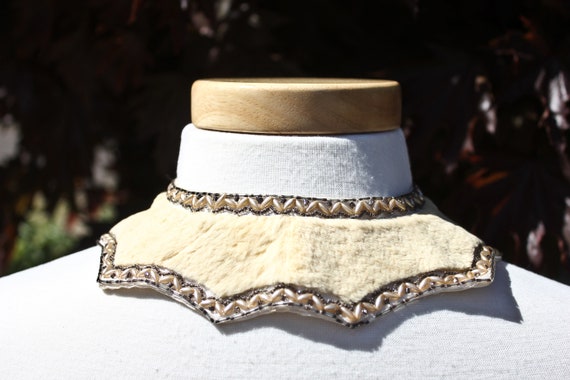 Vintage Handmade in Japan Fur Collar w/ Pearl Beaded Trim Ivory Satin 50s 60s Vintage Faux Pearl Beaded Fur Collar: 1950s Japan Made - Etsy main image 3