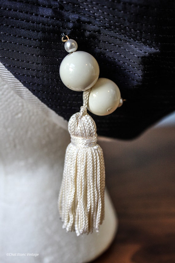 Jan Leslie Fez Style Navy Hat with a White Tassel… - image 5