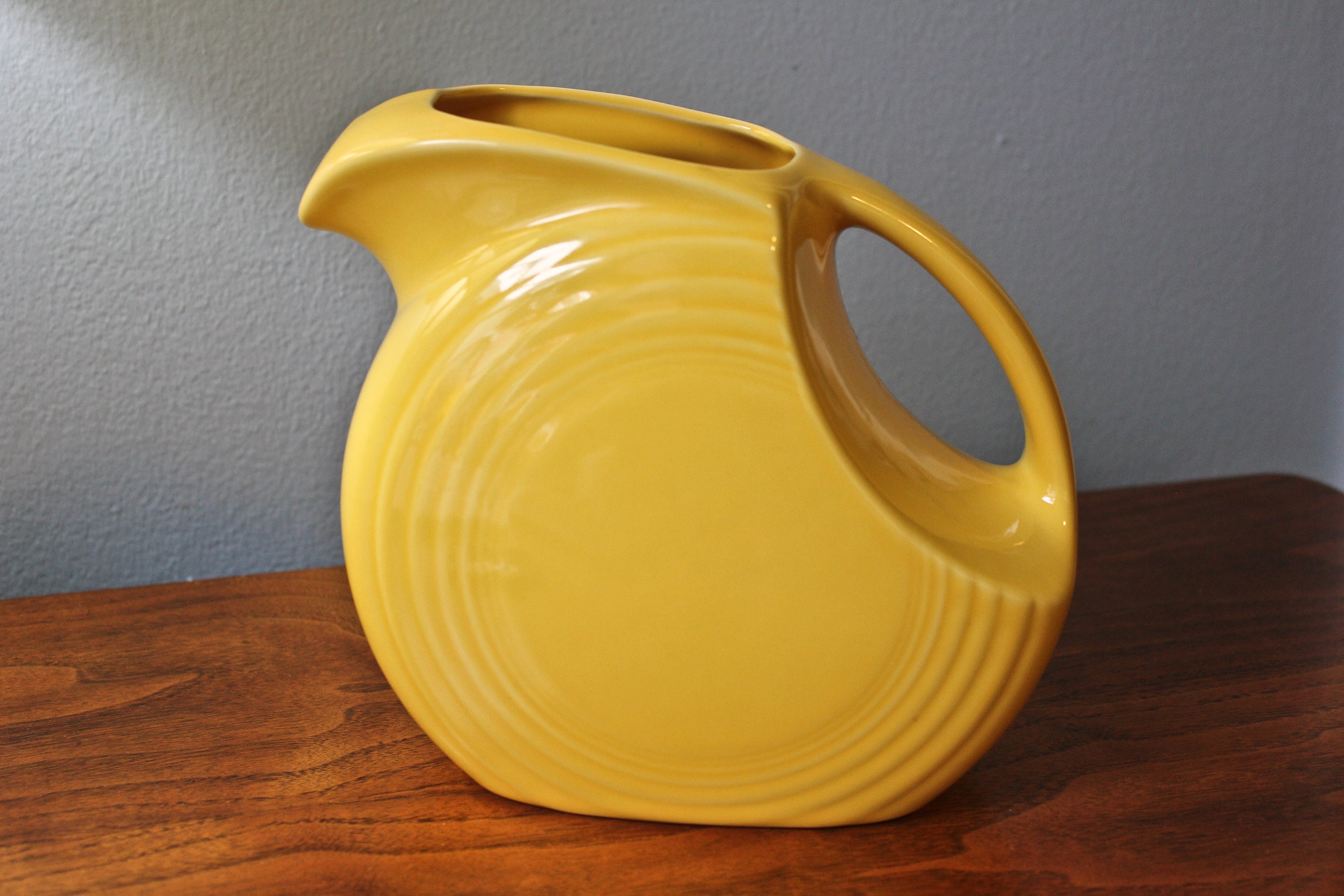 Fiestaware Bright Yellow Water Disc Pitcher Circa 1980s Etsy
