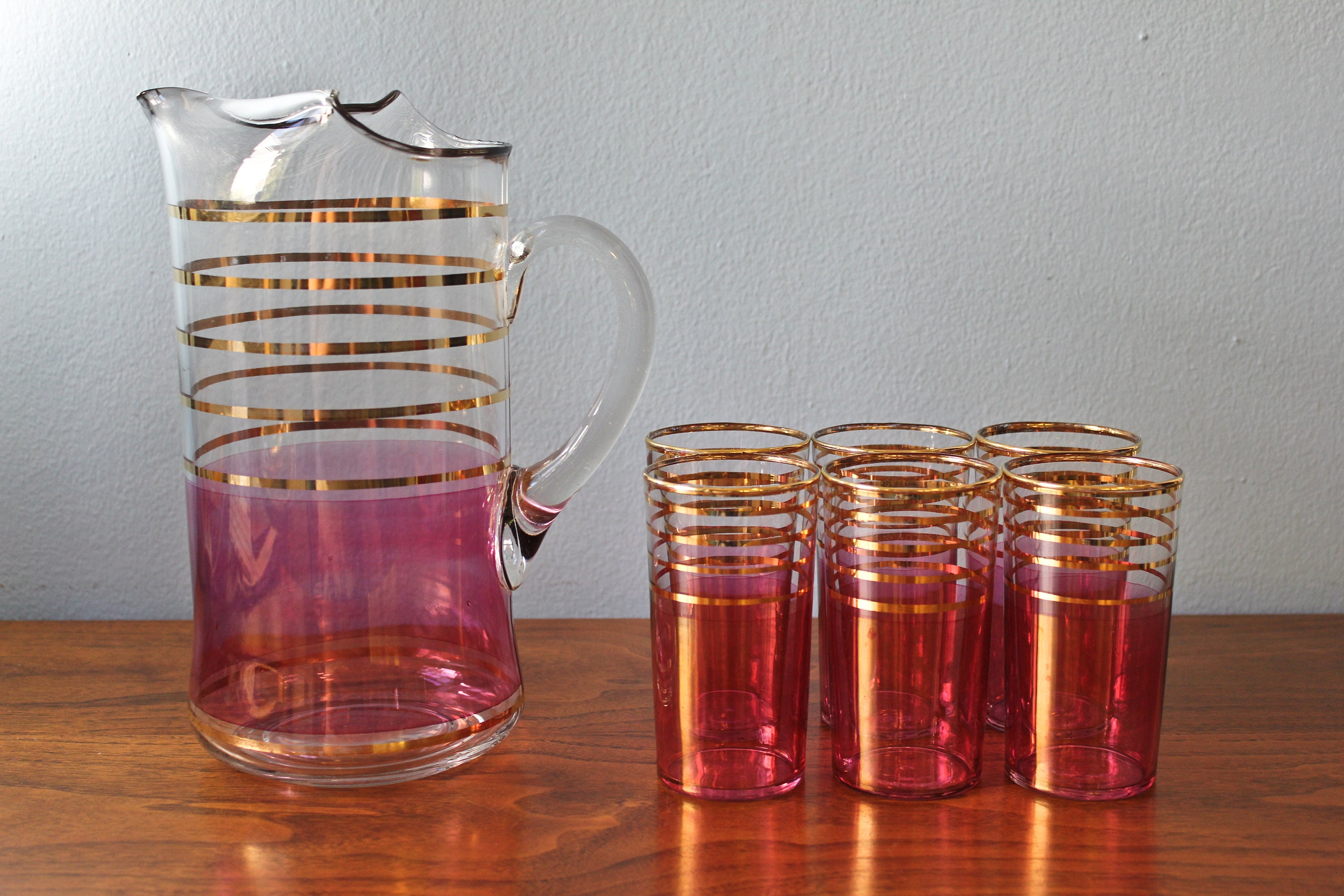 Vintage Rose Glass Pitcher and Tumbler Set by West Virginia Glass Spec – In  The Vintage Kitchen Shop