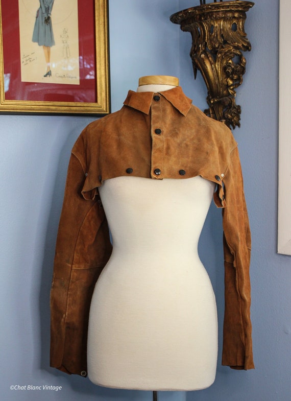 Brown Suede Leather Short Jacket, Brown Leather Bl