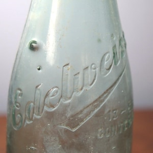 Blue Edelweiss 13 Oz Glass Bottle, Circa 1900s, Glass Bottle Made in Chicago, Early 1900s Blue Beer Bottle