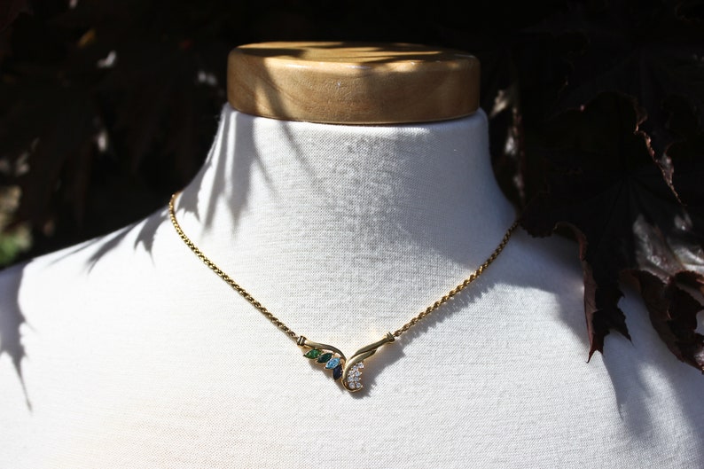 Blue Green and Clear Crystal Jewelry Set Vintage Genuine Crystal Jewelry Set by Roman IOB Vintage Necklace and Earrings