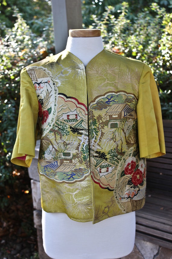 Vintage Silk Chinese Short Sleeved Jacket, c1940s,
