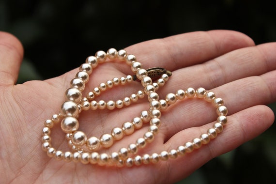 Pink Tone Faux Pearl Chocker, Circa 1950s, Fiftie… - image 4