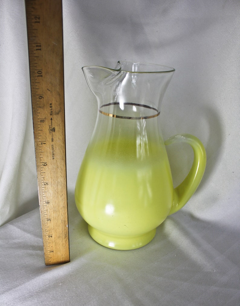 Vintage Yellow West Virginia Blendo Glass Pitcher C1950s Etsy
