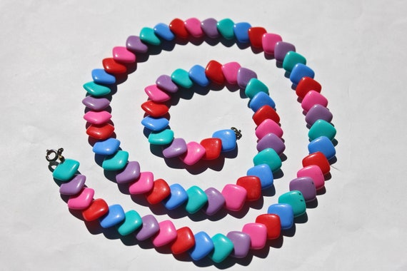 Vintage Chiclet Styled Necklace, Circa 1950s-60s,