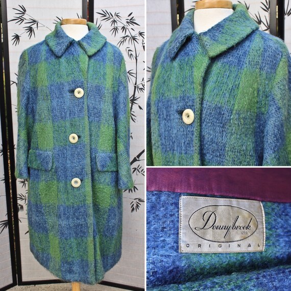 Blue and Green Plaid Donnybrook Coat, Circa 1960s,