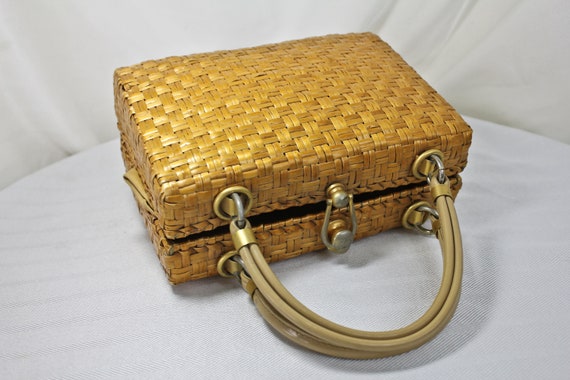 Vintage Yellow Wicker Basket Purse by Saks Fifth A