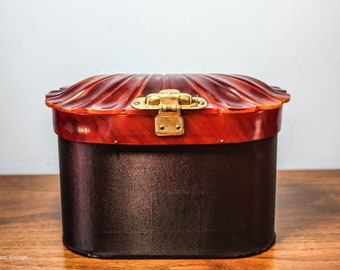 Vintage 1940s Lucite & Satin Box Purse with Brass Clasp