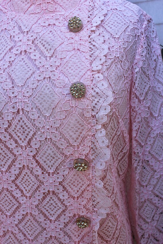 Pink Lace and Lucite and Rhinestone Drop Waist Lo… - image 6