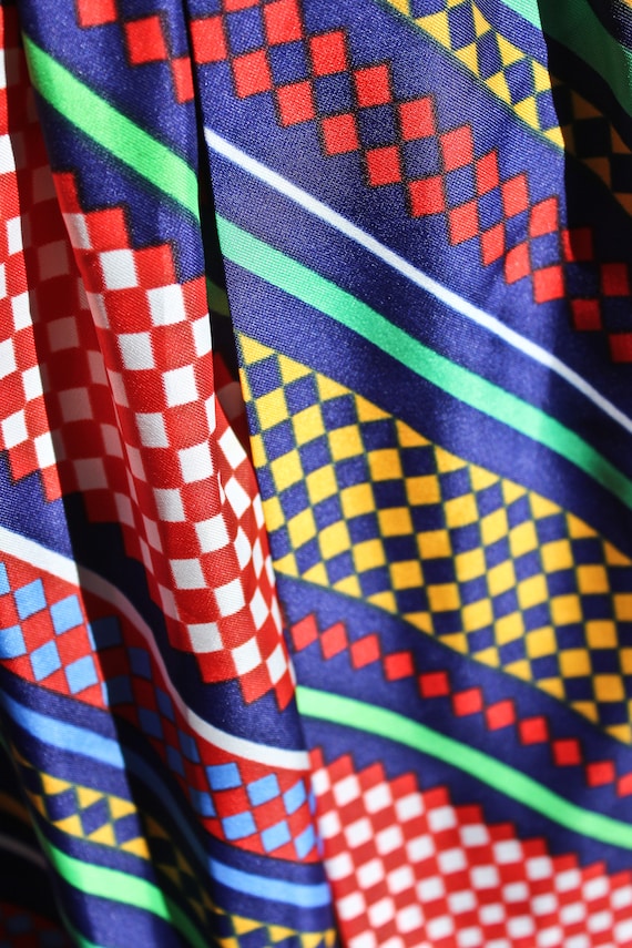 1970s Polyester Wrap Maxi Skirt: Multi-Pattern Co… - image 7