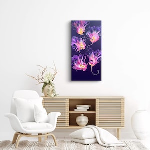 Original purple Abstract Flower Floral Art beautiful  Abstract original Flower painting Acrylic art Modern Gift for Home Wall Decor  35x70