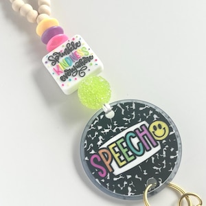 SLP Lanyard | Pastel Beaded Lanyard | Personalized Lanyard | Trendy Teacher Lanyard | End of Year Gifts | Speech Language Therapist Lanyard