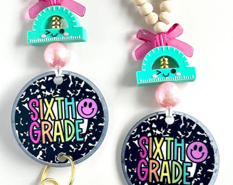 Elementary Teacher Lanyard | Beaded Lanyard | Personalized Lanyard | Teacher Lanyard | Teacher Appreciation | Sixth Grade Teacher Lanyard