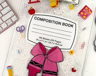 Acrylic Teacher Clipboard with Pink Bow: Epoxy Sealed Classroom Decor