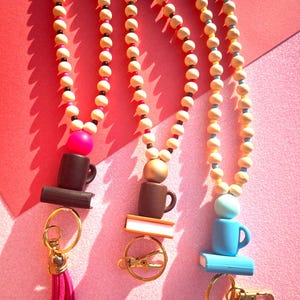 Teacher Lanyard | Wooden Beaded Lanyard | Book Lanyard | Trendy Teacher Lanyard | Teacher Gifts | Badge ID Holder | The Teacherz Studio
