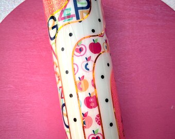 Custom 20 oz Teacher Tumbler | Groovy Teacher Tumbler | Trendy Teacher Gifts | Back To School | Teacher Appreciation | Pink Tumbler