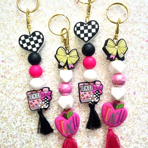 Teacher Keychain | Beaded Keychain | Trendy Keychain | Teacher Appreciation | Affordable Teacher Gift | Bookbag Accessories | Stocking