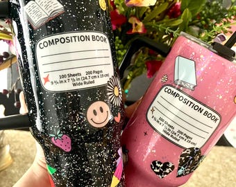 Custom 40 oz Teacher Composition Notebook Tumbler | Personalized Teacher Tumbler | Teacher Gifts| Back To School | Teacher Appreciation