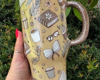 Books and Coffee Tumbler | Teacher Tumbler | Personalized Teacher Tumbler | Teacher Gifts|Teacher Appreciation | Coffee Mug| Stanley Tumbler