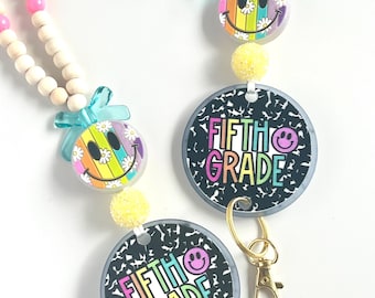 Elementary Teacher Lanyard | Beaded Lanyard | Personalized Lanyard | Teacher Lanyard | Teacher Appreciation | Fifth Grade Teacher Lanyard