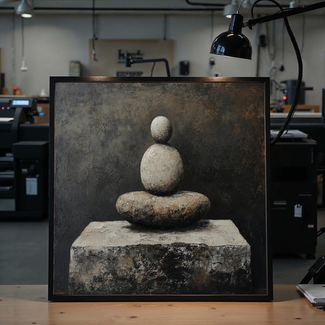 Zen Stone Stack Canvas, Stone Sculpture Art, Zen Canvas Wall Art ...
