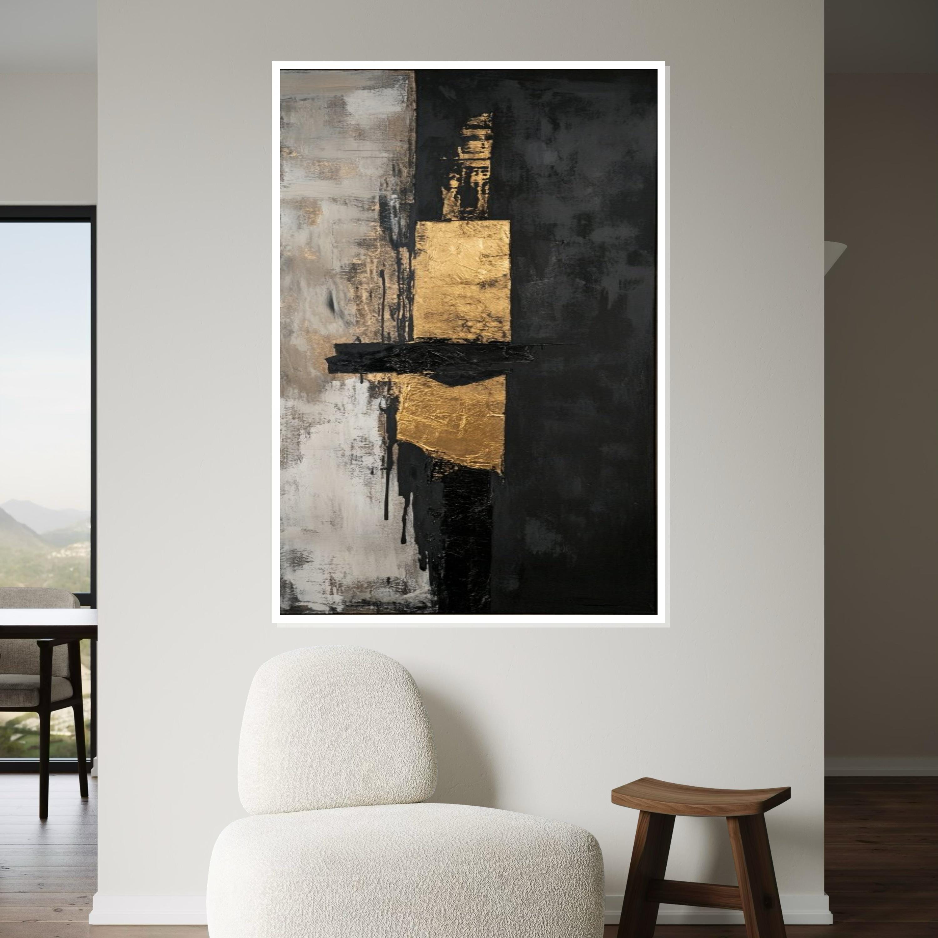 Abstract Gold Black Canvas, Abstract Modern Art, Wall Art Canvas Design ...