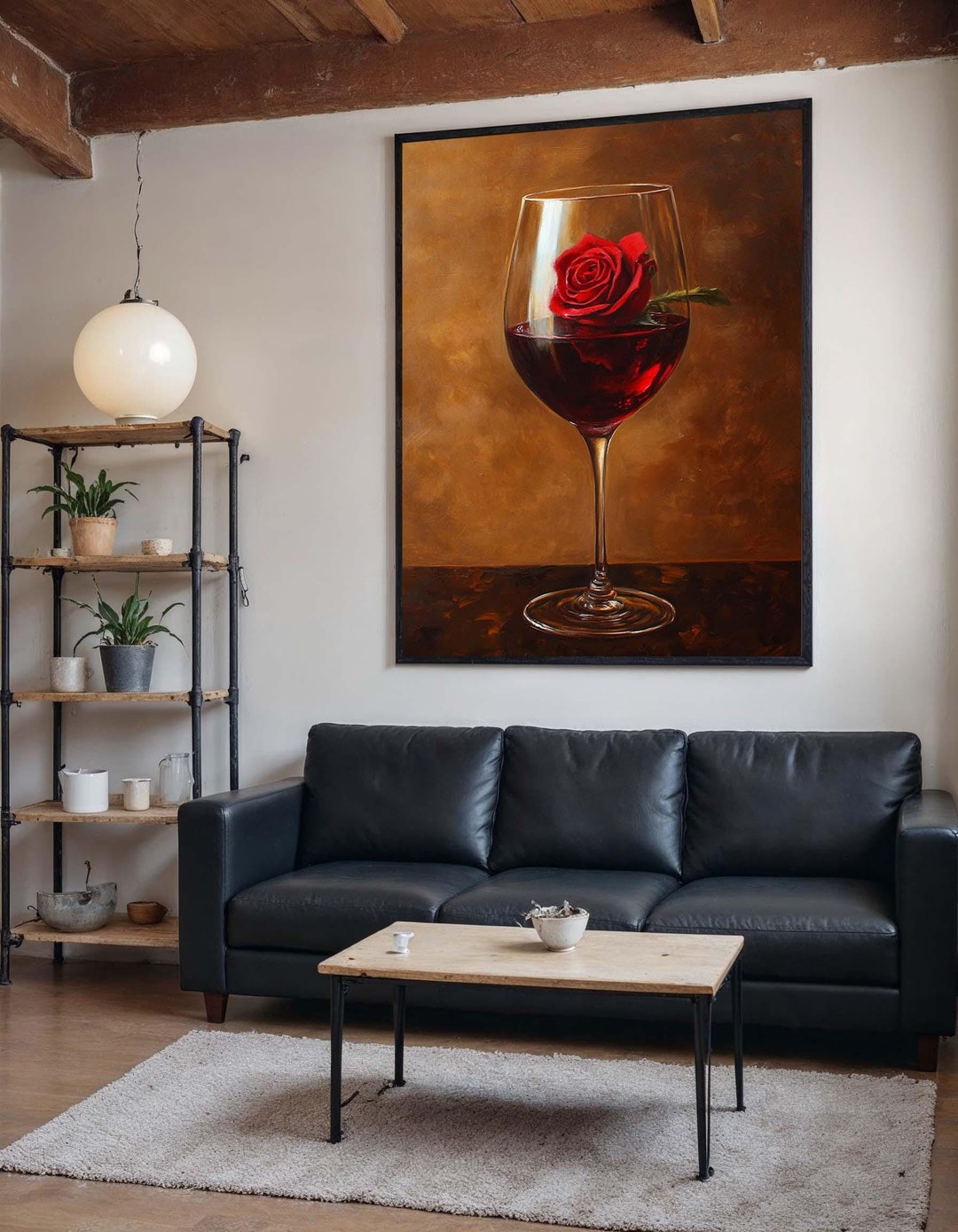 Red Rose in Wine Glass Canvas, Romantic Still Life Art, Elegant Wall ...