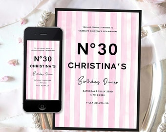 5x7 Birthday Party Invitation, Perfume No 5 Elegant Invite, Bridal Shower Invite, Mobile Invitation, Fashion Party,Templett INSTANT Download