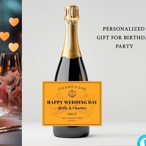 Custom Champagne Label Gift ~WEDDING~ Champagne Label template editable, Personalized Gift For Birthday, Party and Events