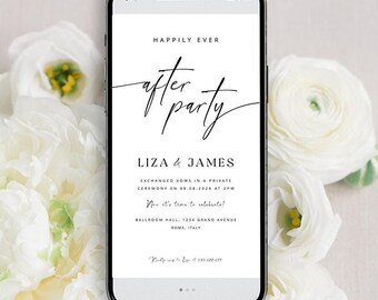 Modern Black White Birthday Invitation Template, Elegant Adult Birthday Dinner Invite, Editable Digital Evite, Minimalist Party Invitation