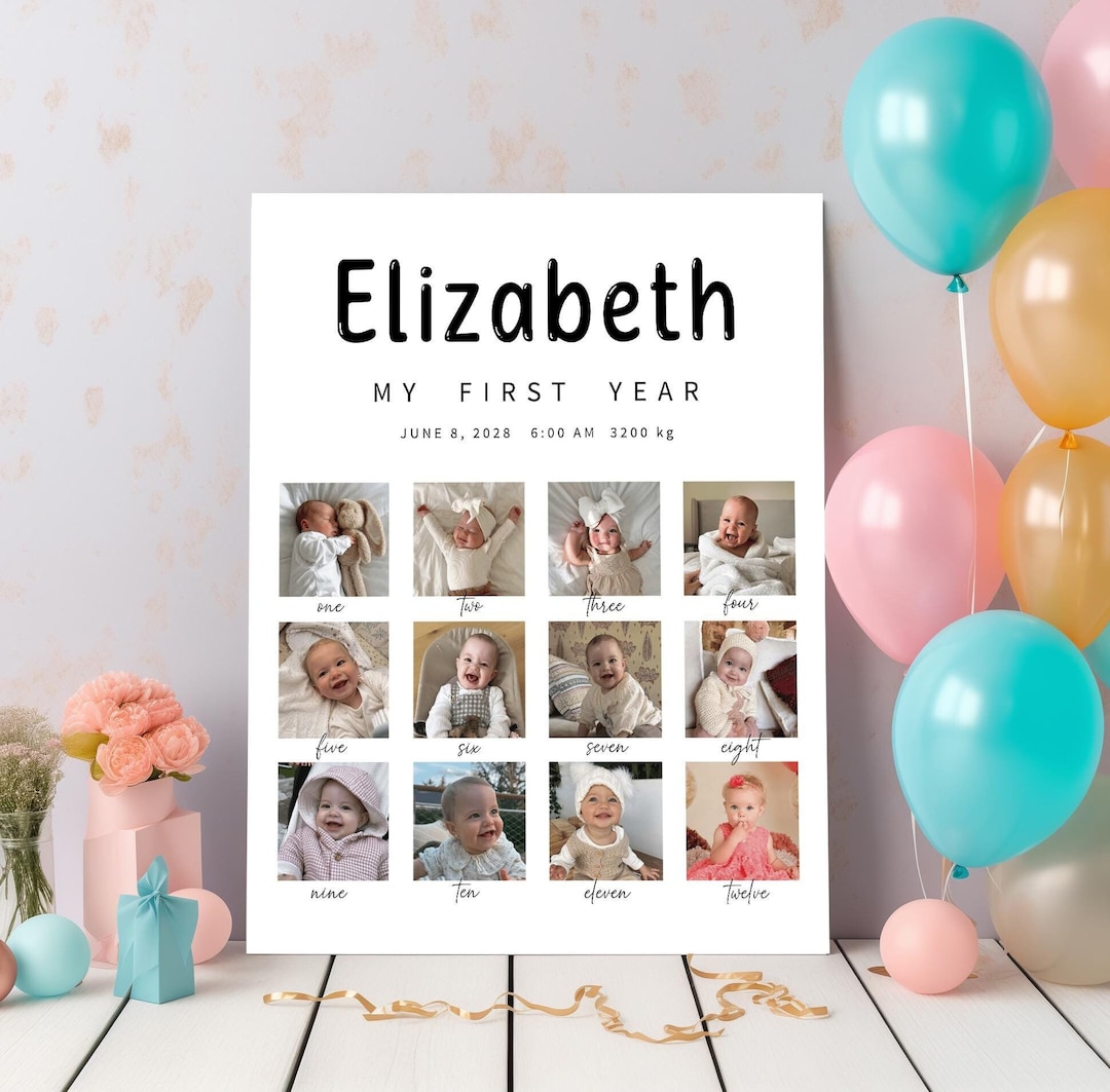 First Birthday Welcome Sign Poster, Minimalist 1st Birthday Photo Sign ...
