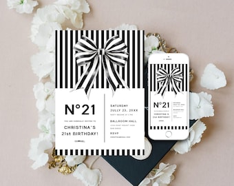 5x7 Birthday Party Invitation, Elegant Invite, Bridal Shower Invite, Mobile Invitation, Fashion Party, Templett INSTANT Download