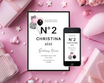 Printable Baby Fashion Invitation, Mobile Baby Invitation, Pink Baby Shower Invite, Welcome Party, Birthday Invite, Edit with TEMPLETT