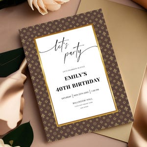 Convite para festa de aniversário 5x7, convite elegante, convite para chá de panela, convite para celular, festa da moda, download instantâneo do Templatett