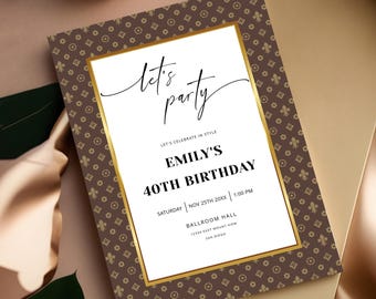 5x7 Birthday Party Invitation, Elegant Invite, Bridal Shower Invite, Mobile Invitation, Fashion Party, Templett INSTANT Download