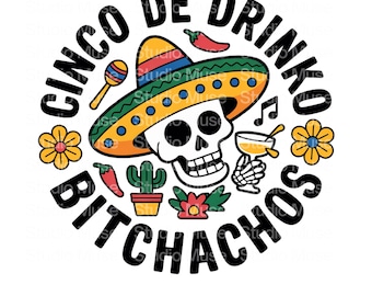 Cinco De Mayo Trinkschädel PNG, Lustige Cinco De Drinko Skelett Sombrero Clipart, Mexikanische Fiesta Margarita Party Shirt Design