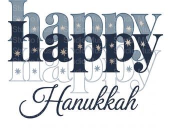 Happy Hanukkah PNG, Jewish Holiday Clipart, Blue Star of David Hanukkah Digital Design for Shirts, Mugs, Cards, Party Decorations