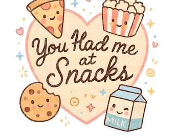 Você me conquistou com lanches PNG, download digital de citações engraçadas sobre comida, clipart fofo de lanche kawaii para camisetas, adesivos e presentes para amantes da comida