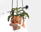 AENA - Copper Hanging Planter - Modern Macrame Hanger with Vintage Copper Cup