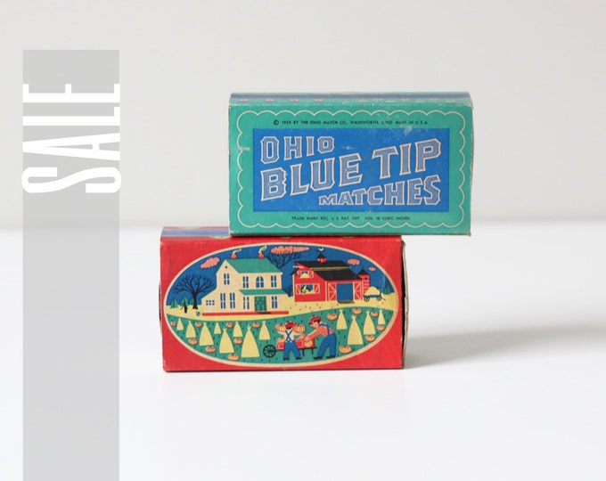1950 Blue Tip Match Box Set of 2 Etsy