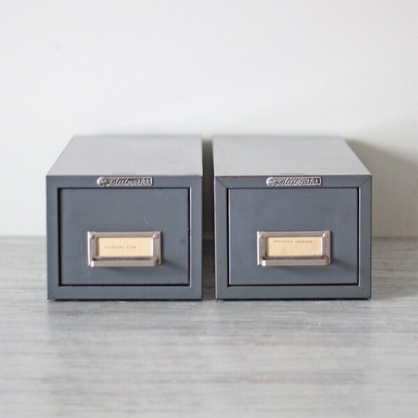 RESERVED industrial gray card file cabinet set