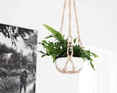 FELIX Hanging Planter .01 - Modern Plant Hanger - Wood Bead Planter