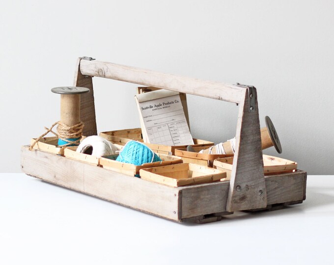 Vintage Wood Berry Basket Tote Etsy