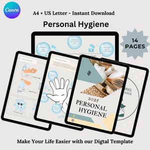 Personal Hygiene Tracker, tägliche Routine Zähne putzen, gesunde Gewohnheiten zum Hände waschen, Badeanzüge Taschentücher, sofort Download