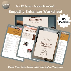Outils de carte d'empathie pour le coaching | Feuilles de travail pour renforcer l'empathie | Modèle de coaching de vie | Guide de leadership et de communication Téléchargement instantané
